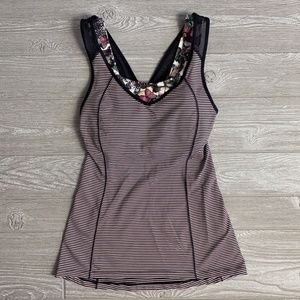 Lululemon Striped Tank with Built In Floral Bra 4